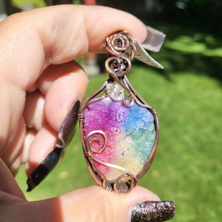 Rainbow Solar Quartz & Herkimer Diamond Designer WW